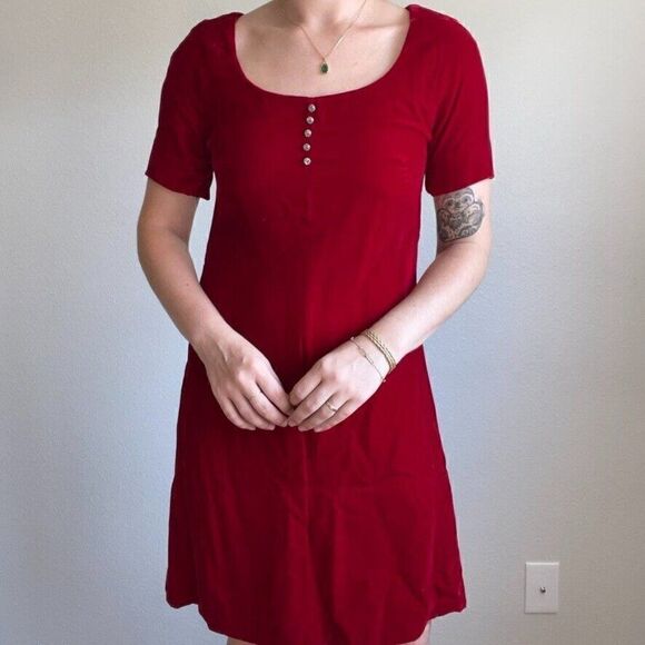 Vintage 90s Womens Red Velvet Vamp Holiday Cocktail Christmas Mini Dress Sz S - Picture 7 of 7